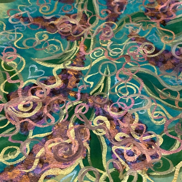 Unframed Original Art Abstract Lilacs in Season Watercolour & Acrylic Painting - Picture 3 of 5